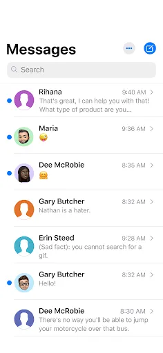 Tangkapan skrin Messages - Texting OS 17