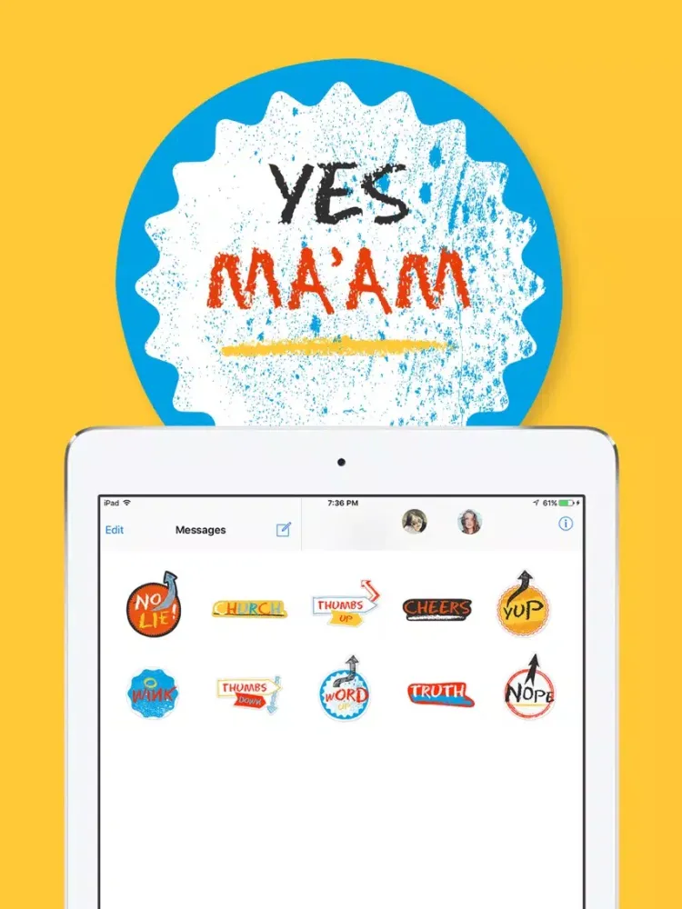 Yes Ma'am - Funny Slang & True Word Quote.s Stamps iPad  Ekran Görüntüleri