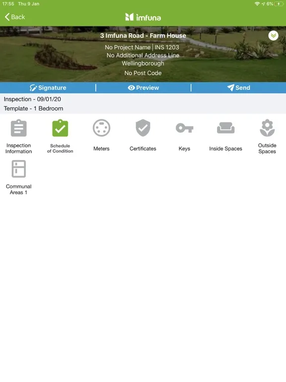 ภาพหน้าจอของ Imfuna Home Inspector. iPad 