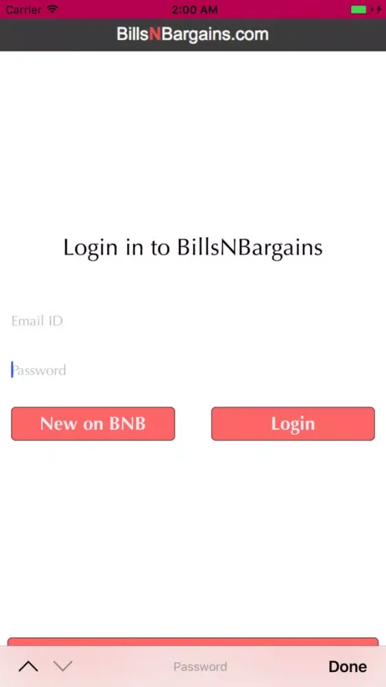 ภาพหน้าจอของ BillsNBargains