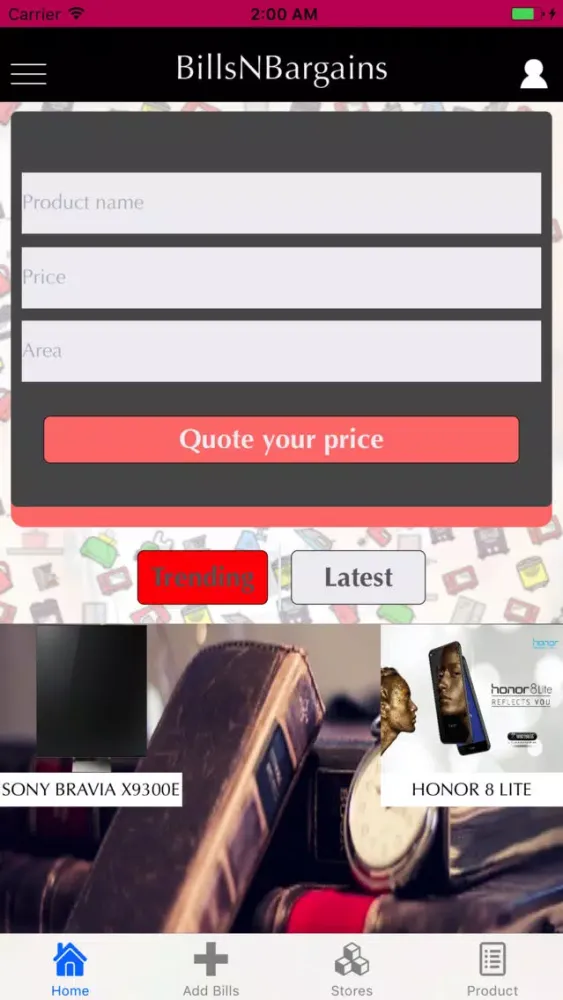 ภาพหน้าจอของ BillsNBargains