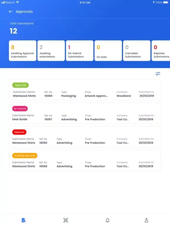 ภาพหน้าจอของ IMG Licensing eApprovals_UFC iPad 