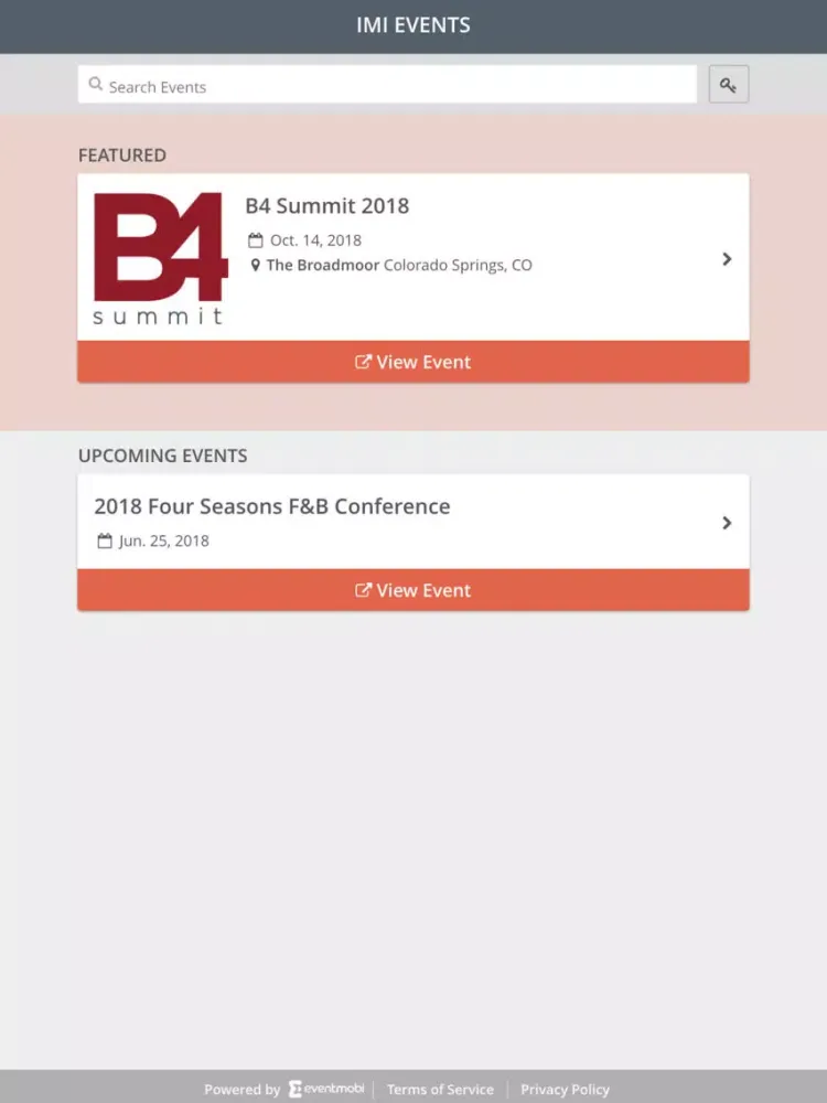 Zrzuty ekranu IMI EVENTS iPad 
