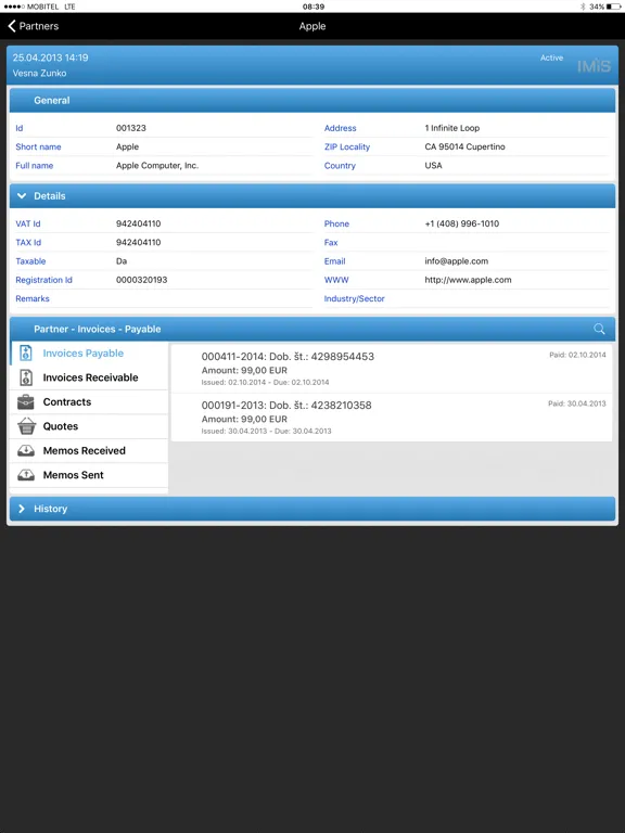IMiS/mDMS iPad  Screenshots