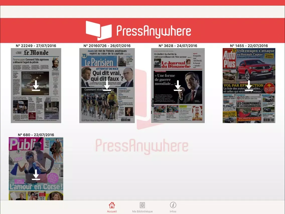Capturas de tela do Pressanywhere iPad 