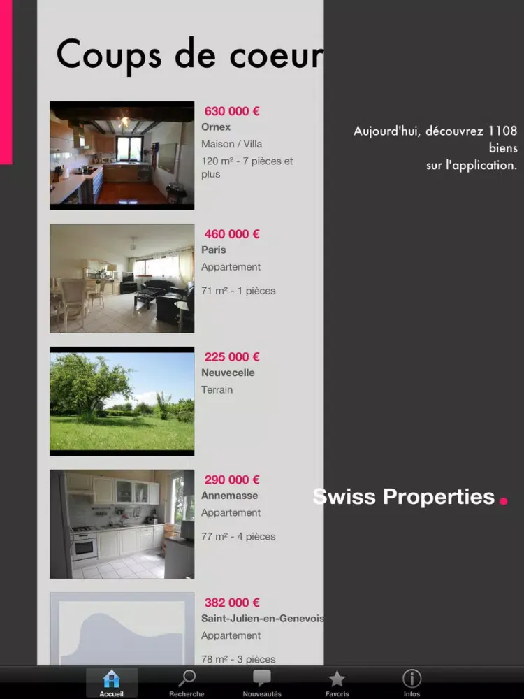 Captures d'écran de Swiss Properties iPad 