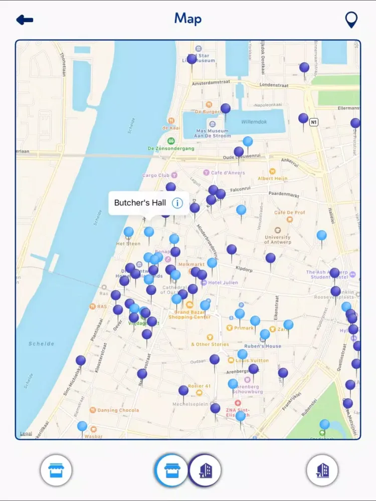 Tangkapan layar Antwerp City Guide iPad