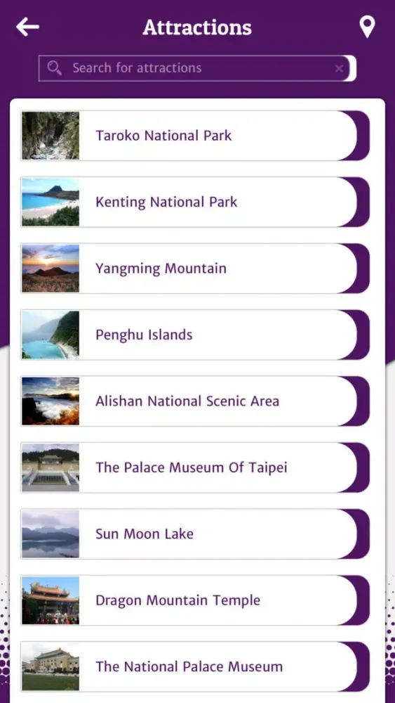 Capturas de tela do Taiwan Tourist Guide