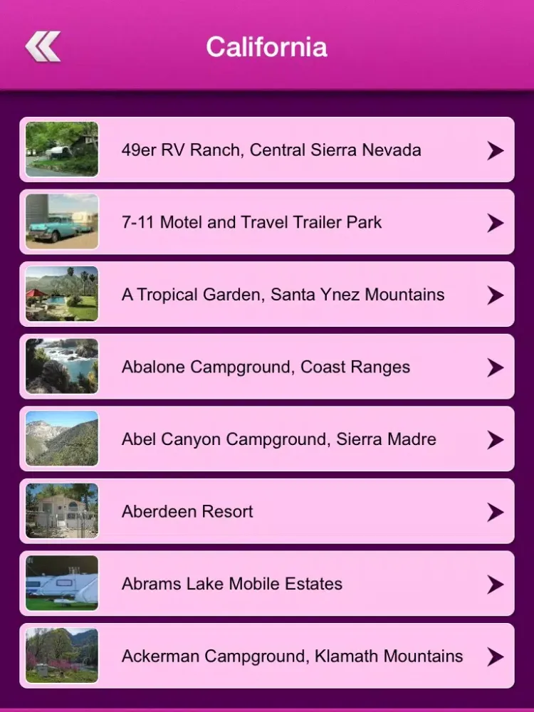 USA Campgrounds and RV Parks iPad 应用截图