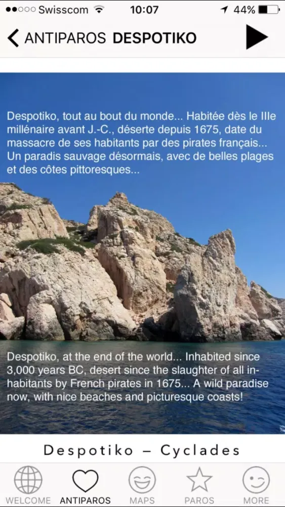Tangkapan skrin Antiparos - The Cyclades in Your Pocket