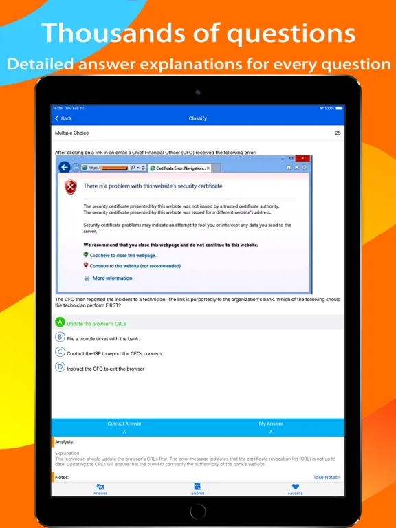 ภาพหน้าจอของ CompTIA A+ Prep & Test iPad 