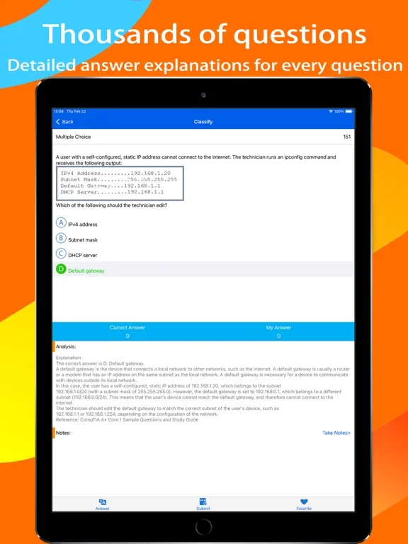 ภาพหน้าจอของ CompTIA A+ Prep & Test iPad 