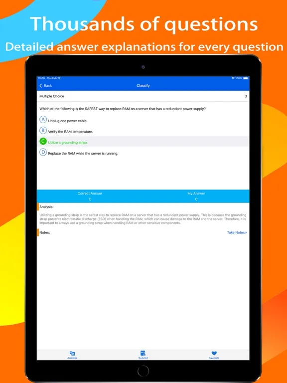 ภาพหน้าจอของ CompTIA A+ Prep & Test iPad 