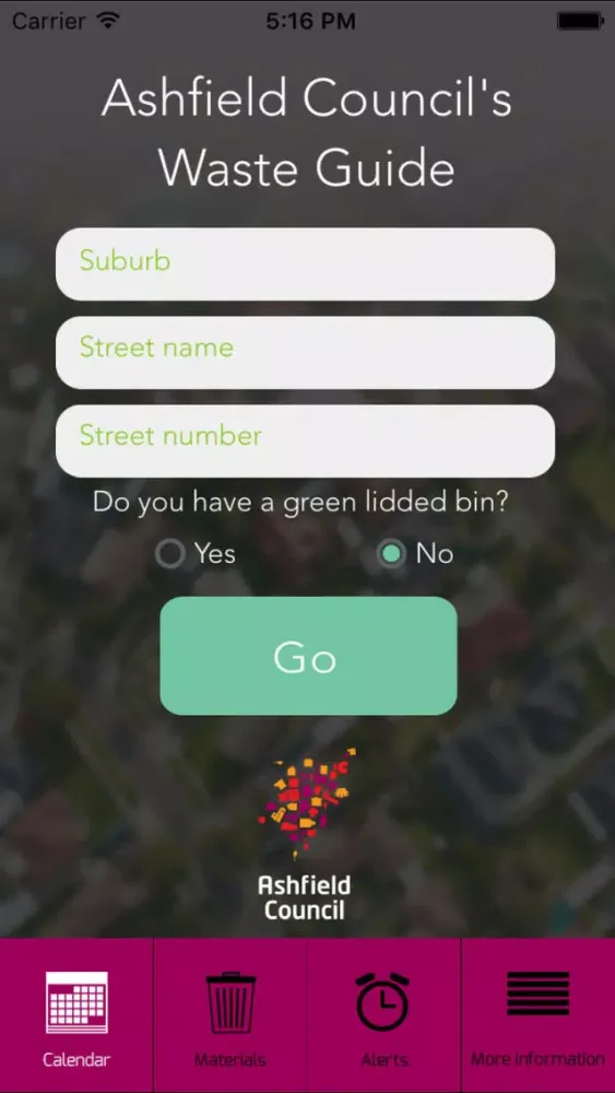 Ashfield Council's Waste Guide Screenshots