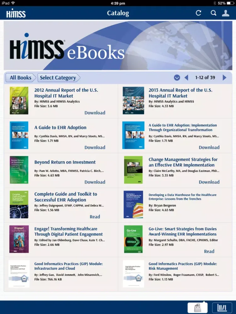 HIMSS eBooks iPad  Screenshots