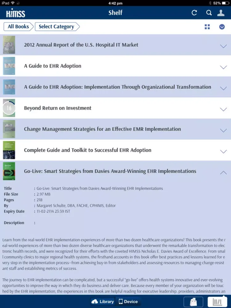 HIMSS eBooks iPad  Screenshots