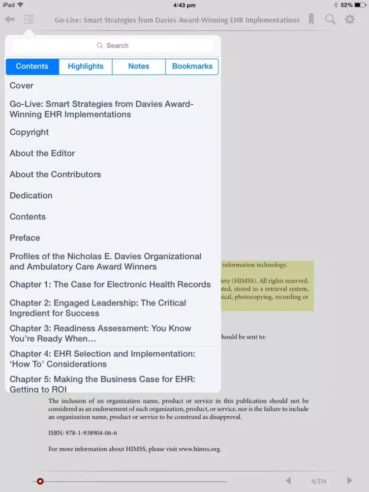 HIMSS eBooks iPad  Screenshots