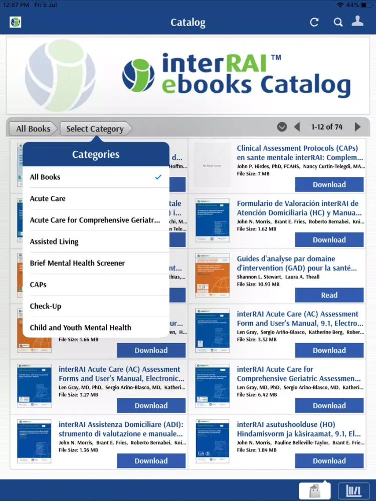 interRAI ebooks iPad  স্ক্রিনশট