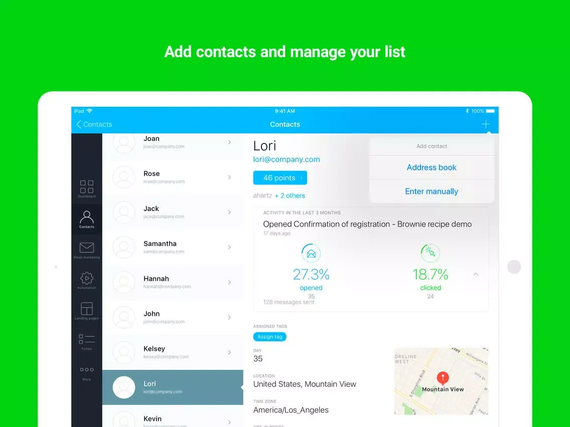 Tangkapan layar GetResponse MAX iPad 