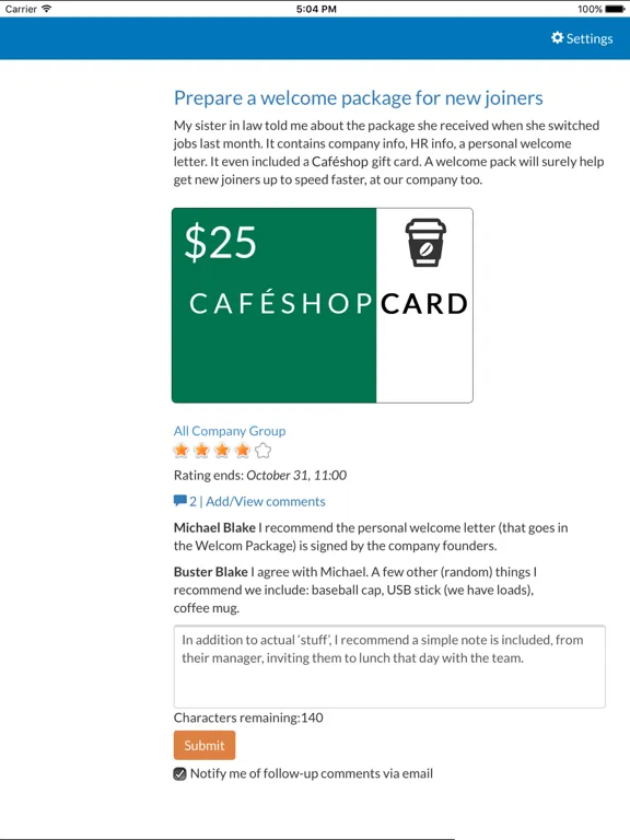 Ảnh chụp màn hình của Vetter Employee Suggestion Box tool iPad 