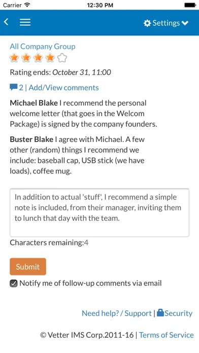 Ảnh chụp màn hình của Vetter Employee Suggestion Box tool