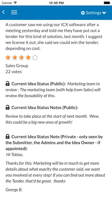 Ảnh chụp màn hình của Vetter Employee Suggestion Box tool