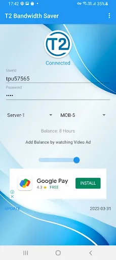 Zrzuty ekranu T2 Bandwidth Saver