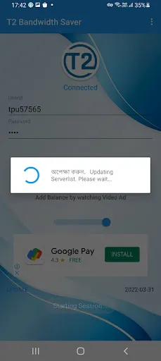 Zrzuty ekranu T2 Bandwidth Saver