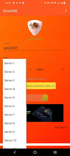 Captures d'écran de VPN Over DNS  Tunnel : SlowDNS