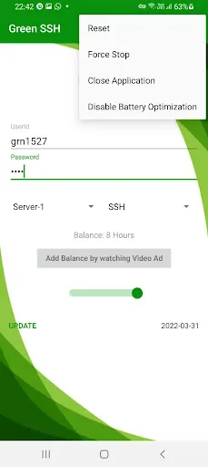 Screenshot di Green SSH