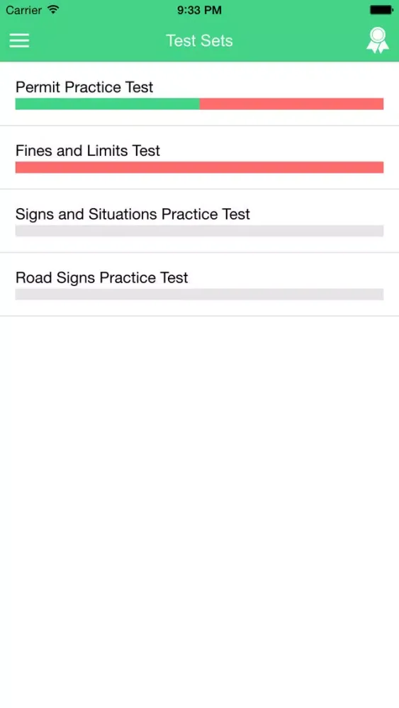 ภาพหน้าจอของ California DMV Tests