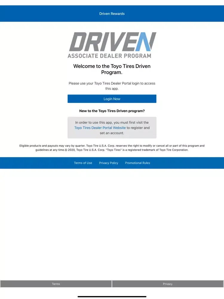 Toyo Tires Driven Program iPad  স্ক্রিনশট