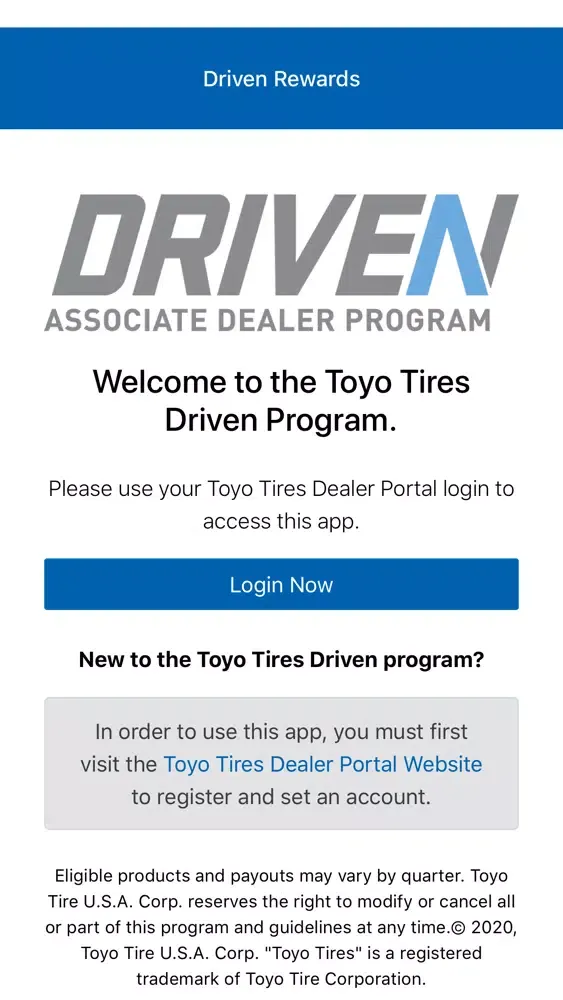 Toyo Tires Driven Program স্ক্রিনশট