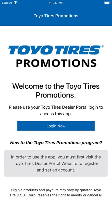 Capturas de tela do Toyo Tires Promotions