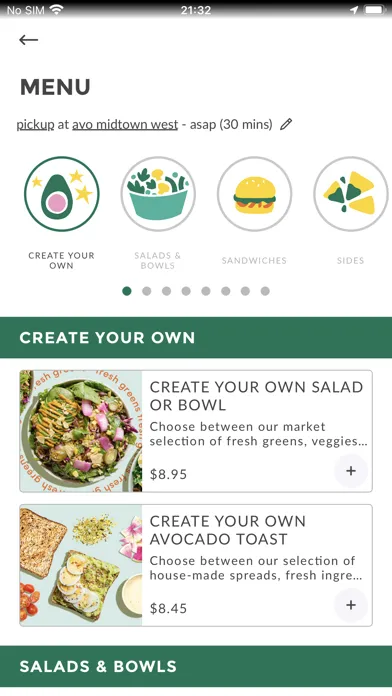 Capturas de tela do Avo - Salads & Bowls