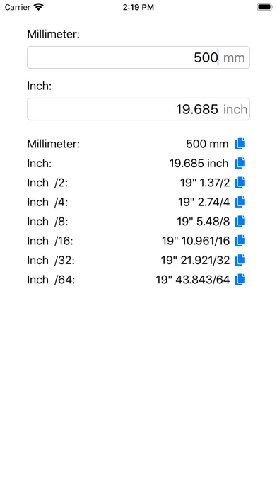 Zrzuty ekranu Inch Millimeter Converter