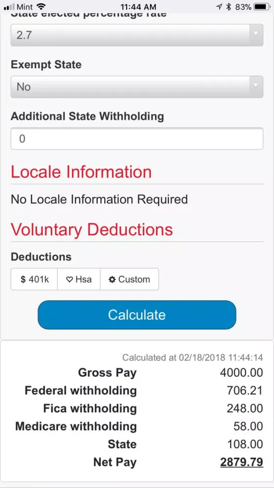 Salary Withholding Calculator Ekran Görüntüleri