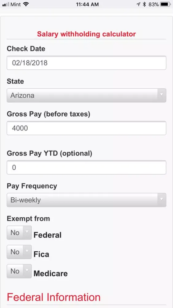 Salary Withholding Calculator Ekran Görüntüleri