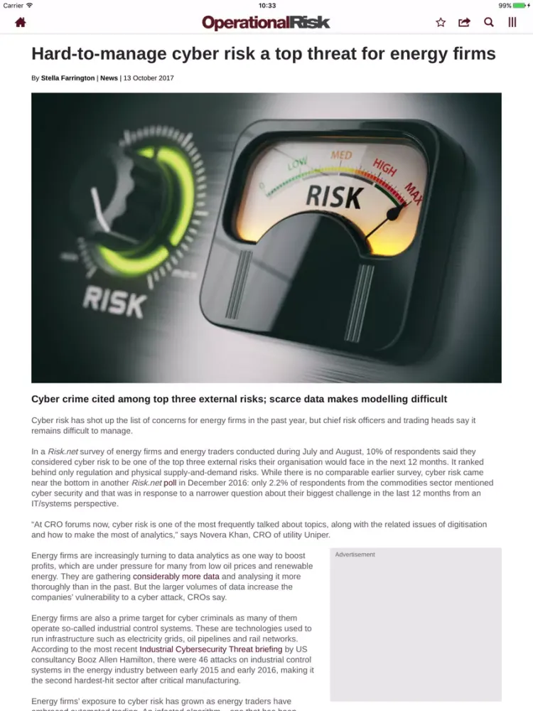 Operational Risk iPad  Screenshots