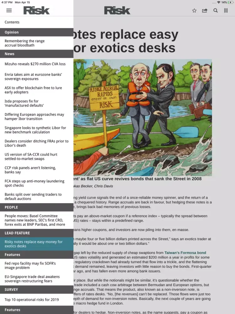 Zrzuty ekranu Risk Magazine iPad 