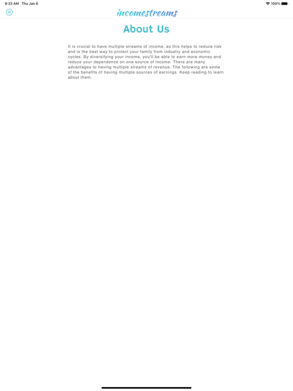 Tangkapan skrin Multiple Income Streams iPad 