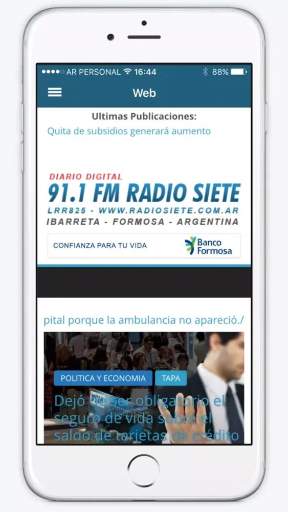Tangkapan layar 91.1 FM Radio Siete Ibarreta