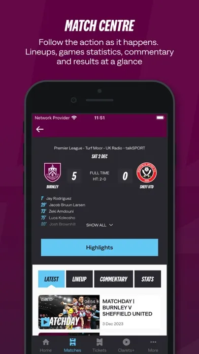 Capturas de pantalla de Official Burnley FC App