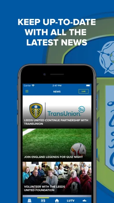 Capturas de tela do Leeds United Official
