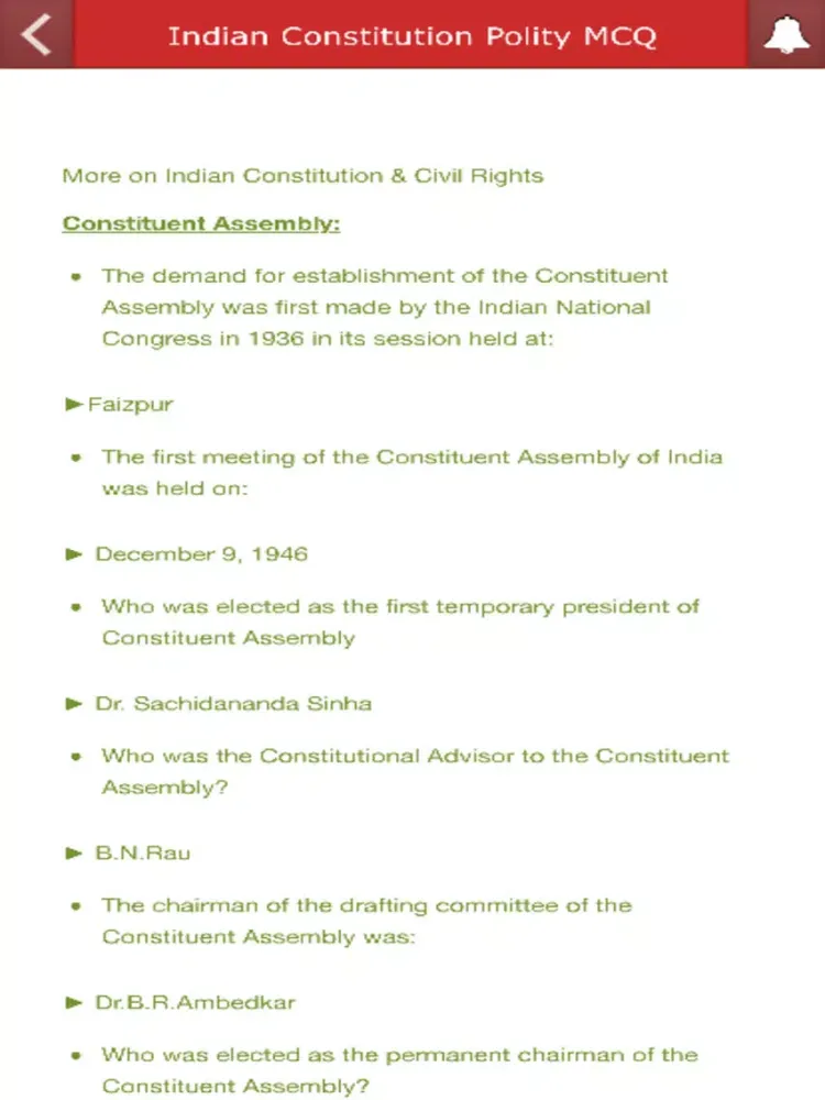 Tangkapan layar Indian Constitution Polity MCQ iPad 