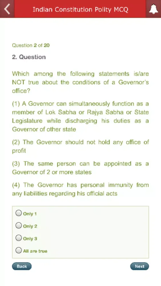 Tangkapan layar Indian Constitution Polity MCQ