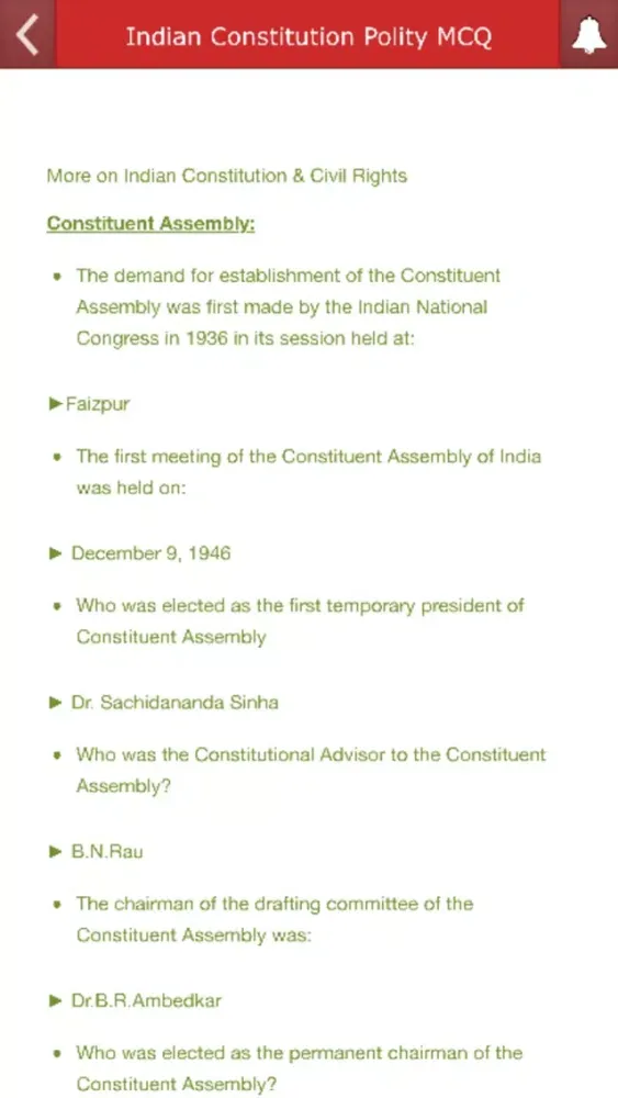 Tangkapan layar Indian Constitution Polity MCQ