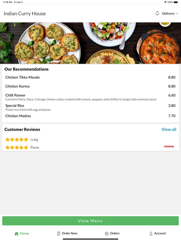Ảnh chụp màn hình của Indian Curry House Bleakhall iPad 