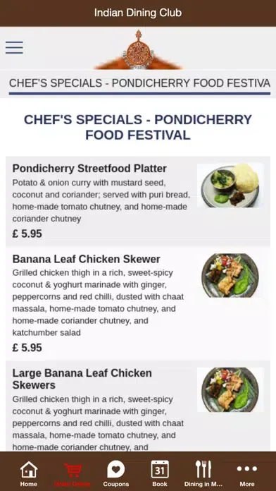 Indian Dining Club App Screenshots