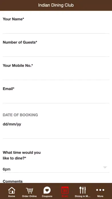 Indian Dining Club App Screenshots